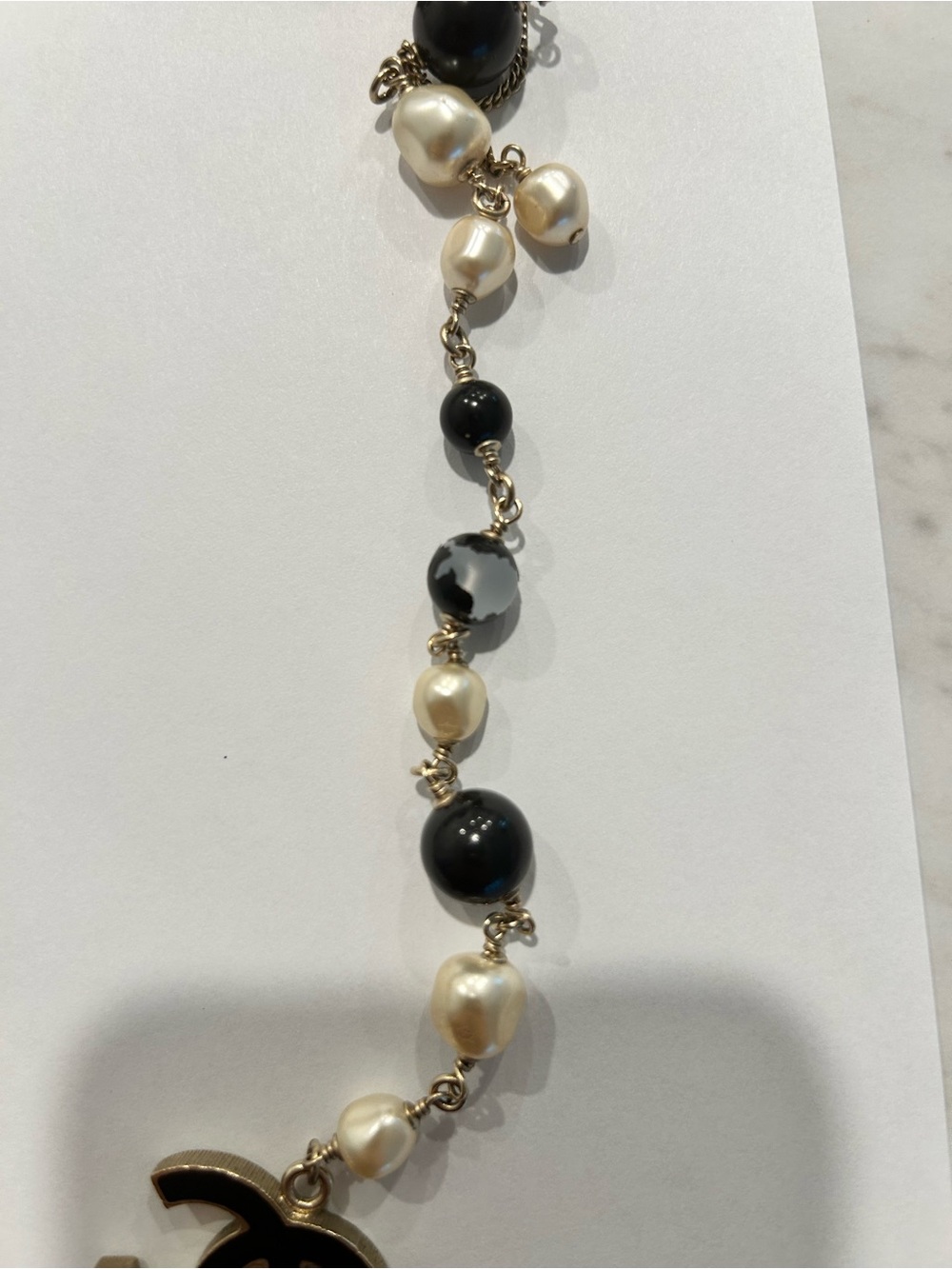 CHANEL Black and Ivory Pearl CC Logo Long Necklace - Picture 5 of 7